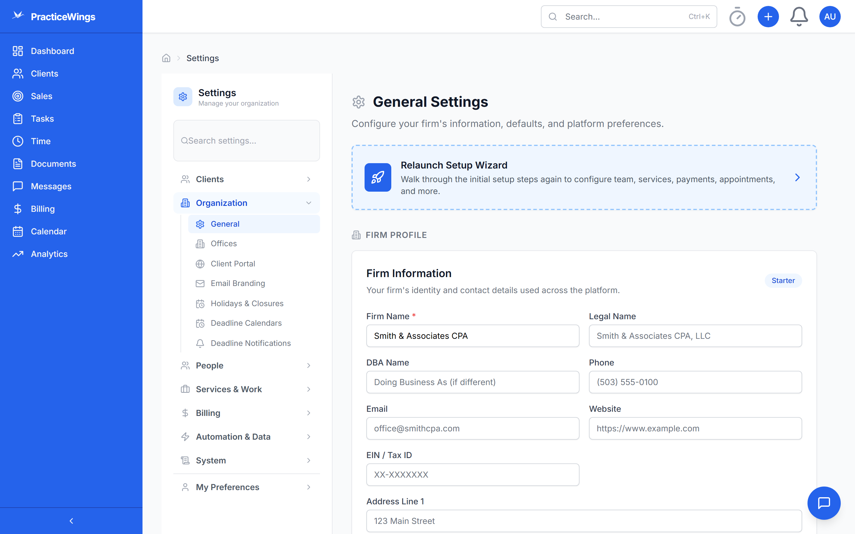 Integrations settings