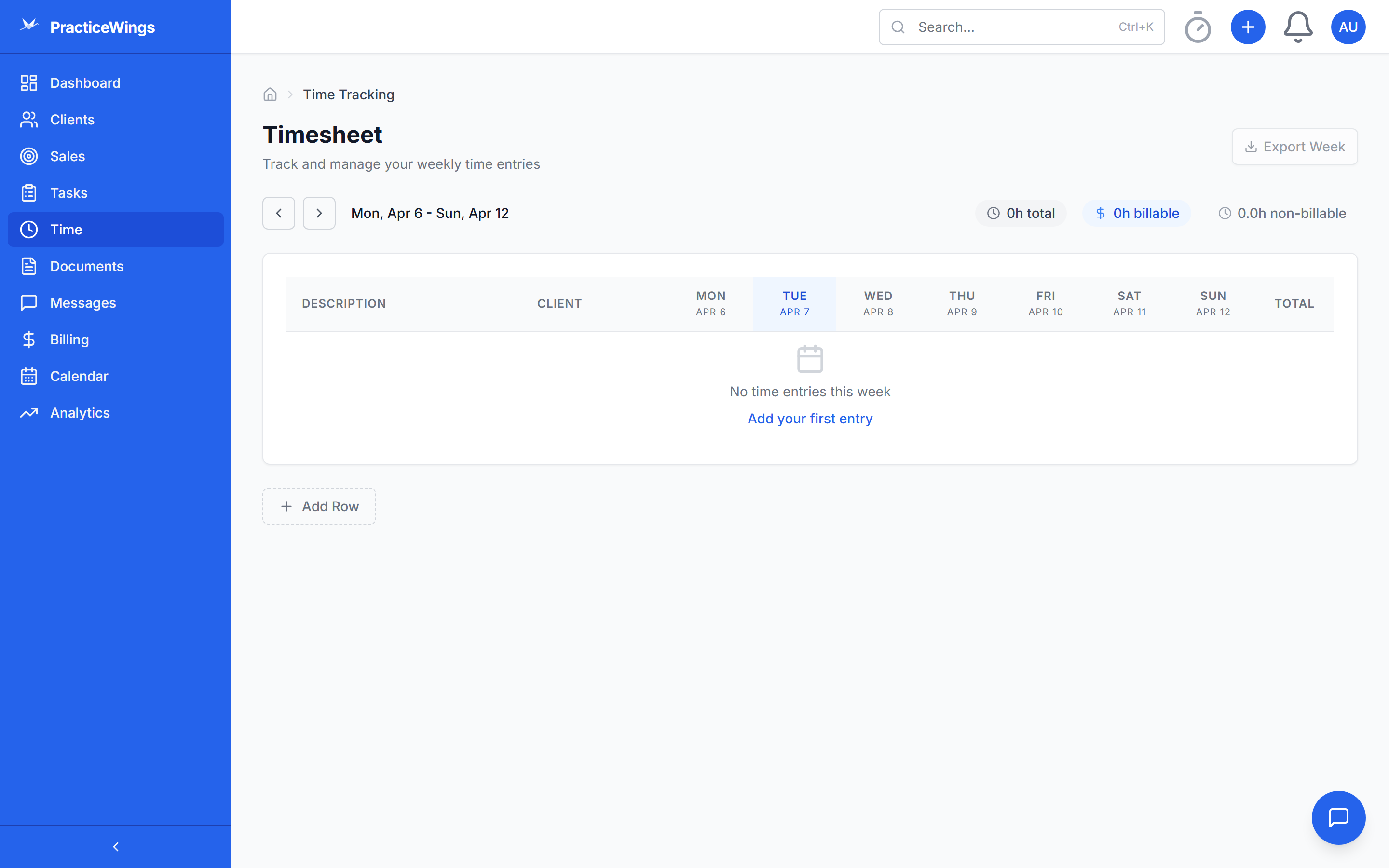 Time tracking interface